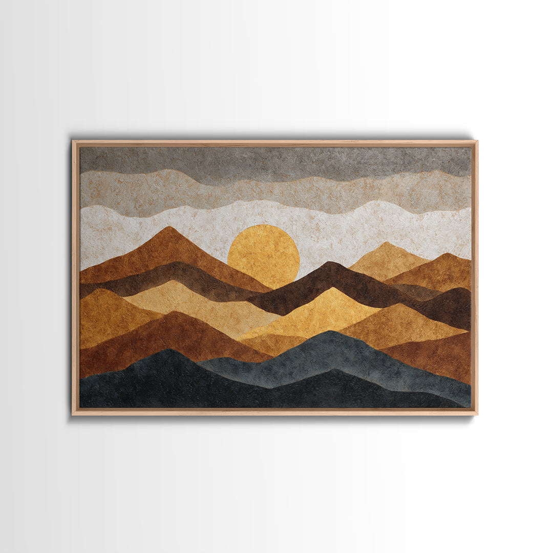 Black Line Mountains Canvas Print, Line Art, Living Room Art, Living Room Decor, Fine Art, Line, Art Print, Textured Painting, LIN-3x2-38