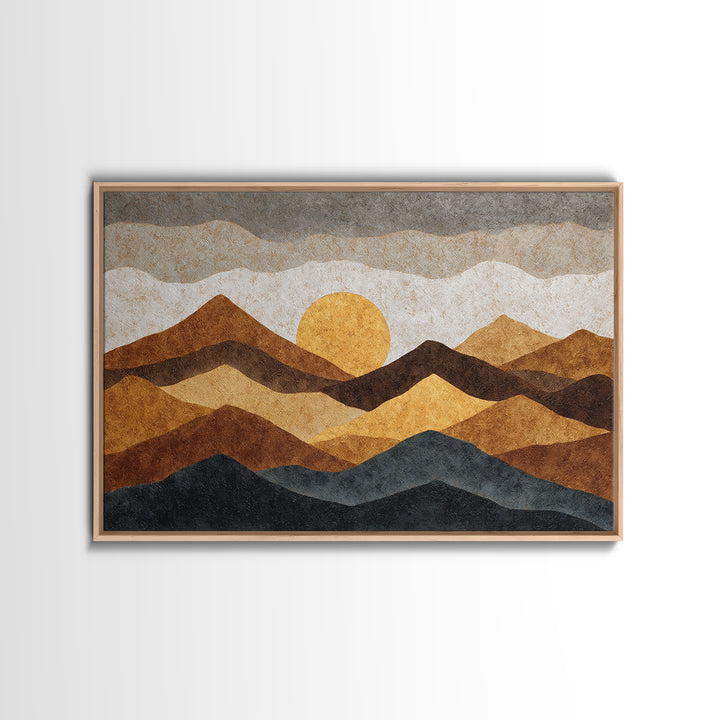 Black Line Mountains Canvas Print, Line Art, Living Room Art, Living Room Decor, Fine Art, Line, Art Print, Textured Painting, LIN-3x2-38