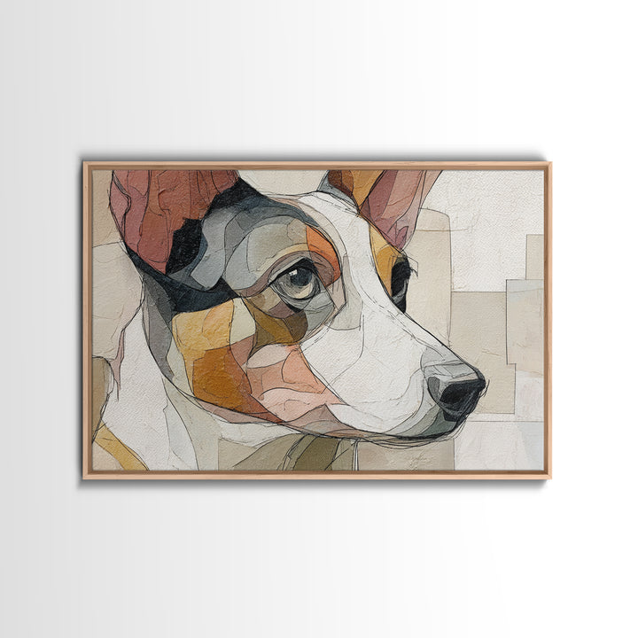 Continuous Line Dog Portrait Framed Canvas Print, Line Art, Room Decor, Living Room Decor, Fine Art, Line, Digital Wall Art, LIN-3x2-65