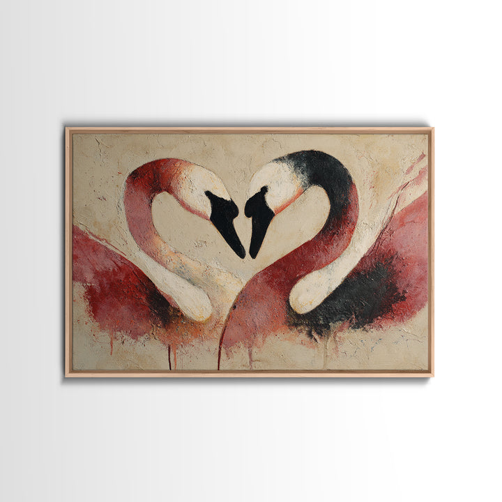 Two Swans Forming a Heart Shape Canvas Print, Line Art, Canvas Art, Living Room Decor, Fine Art, Line, Jesus Wall Art, LIN-3x2-68