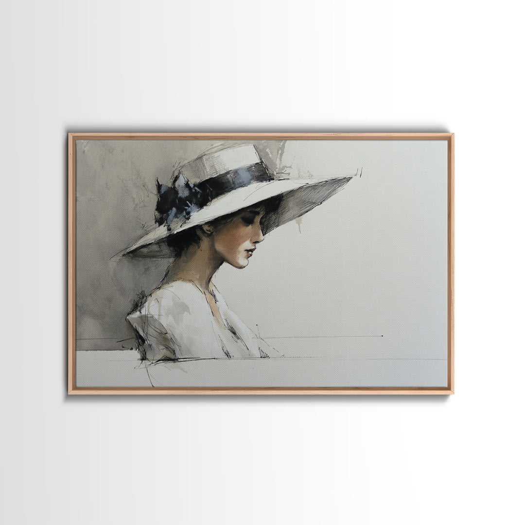 Continuous Line Female Face Framed Canvas Print, Line Art, Decor, Living Room Decor, Oil Painting, Line, Living Room Wall Art, LIN-3x2-77