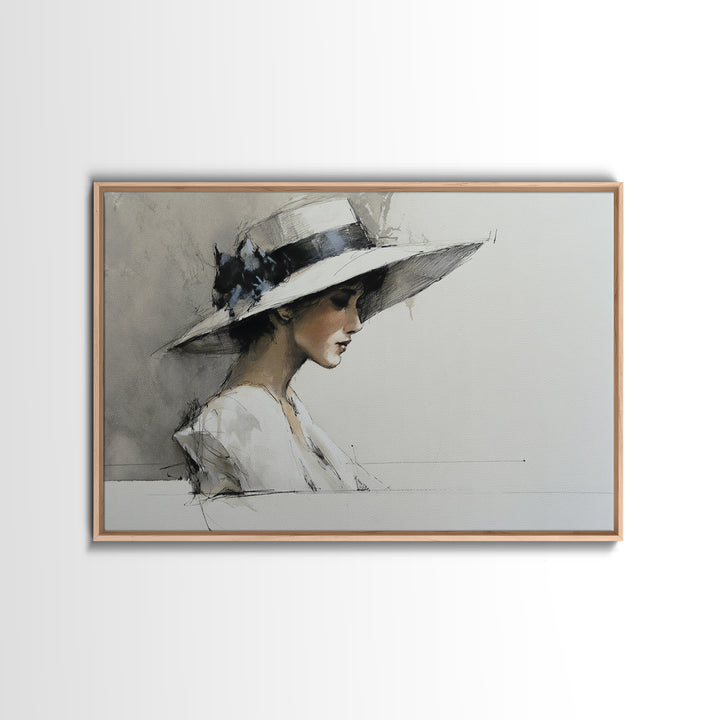 Continuous Line Female Face Framed Canvas Print, Line Art, Decor, Living Room Decor, Oil Painting, Line, Living Room Wall Art, LIN-3x2-77