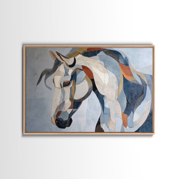 Abstract Horse Formed from Graceful Contour Framed Canvas Print, Line Art, Gallery Decor, Living Room Decor, Fine Art, Line, LIN-3x2-8