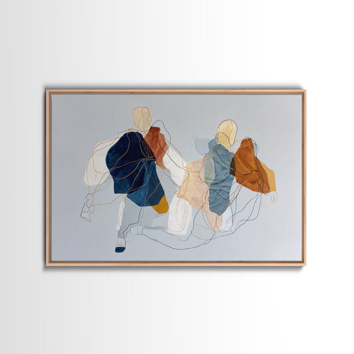 Continuous Line Dancer Canvas Print, Line Art, Gallery Wall Set, Living Room Decor, Fine Art, Line, Textured Painting, LIN-3x2-83