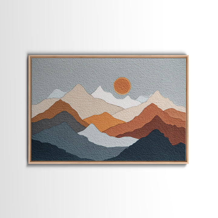 Black Line Mountains Framed Canvas Print, Line Art, Aesthetic Prints, Living Room Decor, Fine Art, Line, Wall Art, Home Decor, LIN-3x2-86
