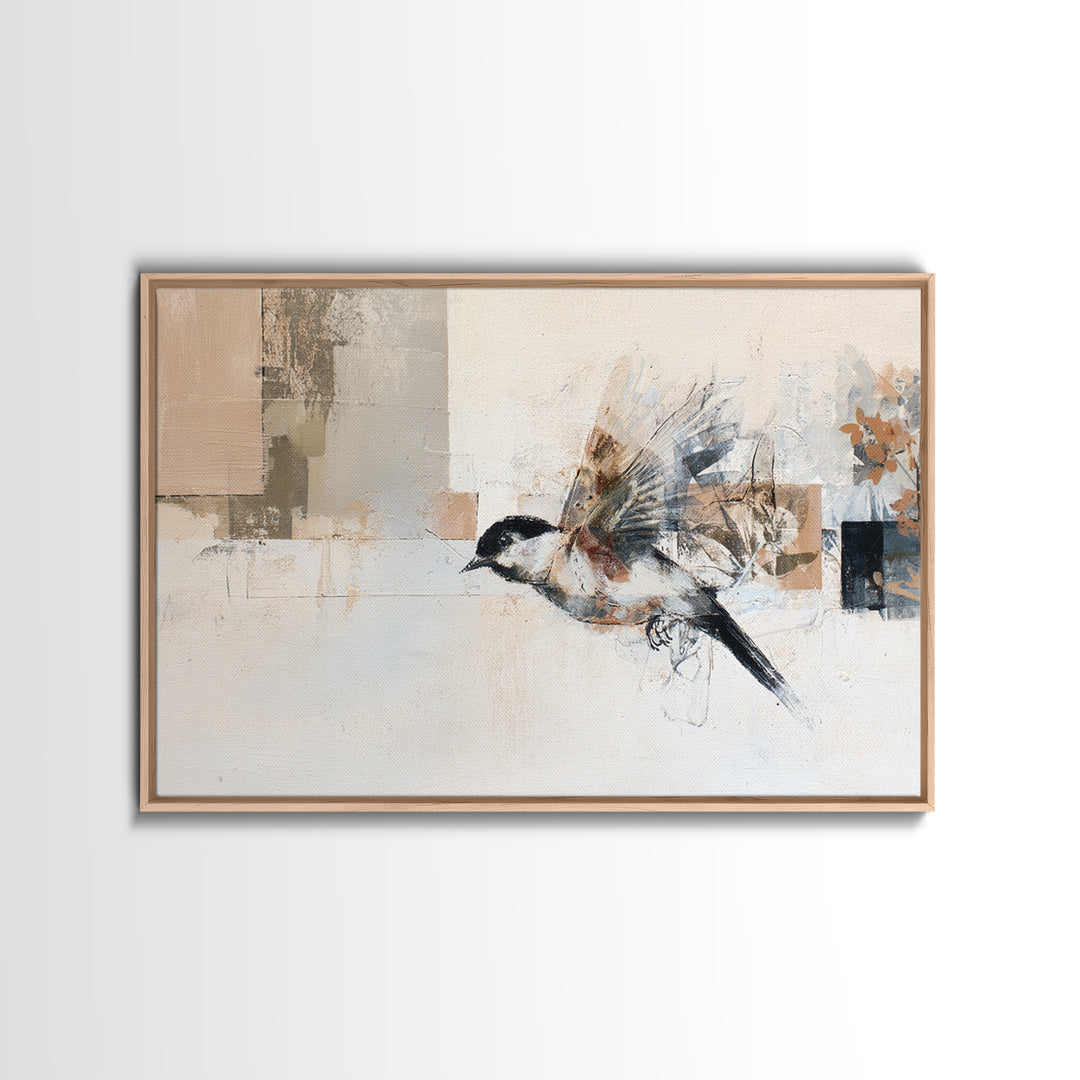 Single Line Bird Framed Canvas Print, Line Art, Boho Wall Decor, Living Room Decor, Fine Art, Line, Black and White Art, LIN-3x2-87