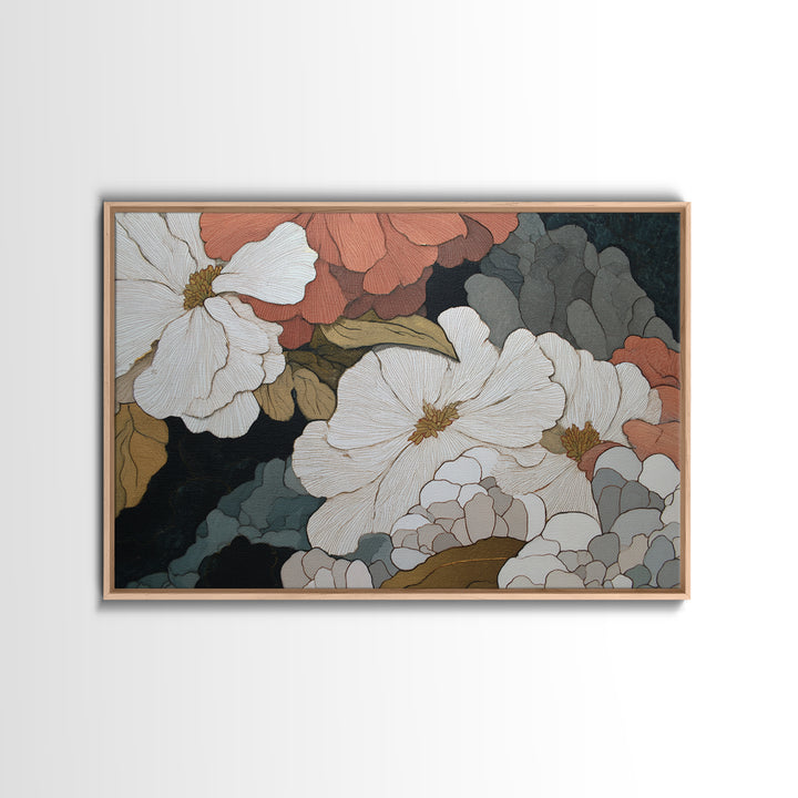 Abstract Vase and Flowers Canvas Print, Line Art, Modern Wall Art, Living Room Decor, Oil Painting, Line, Bird Wall Art, LIN-3x2-88