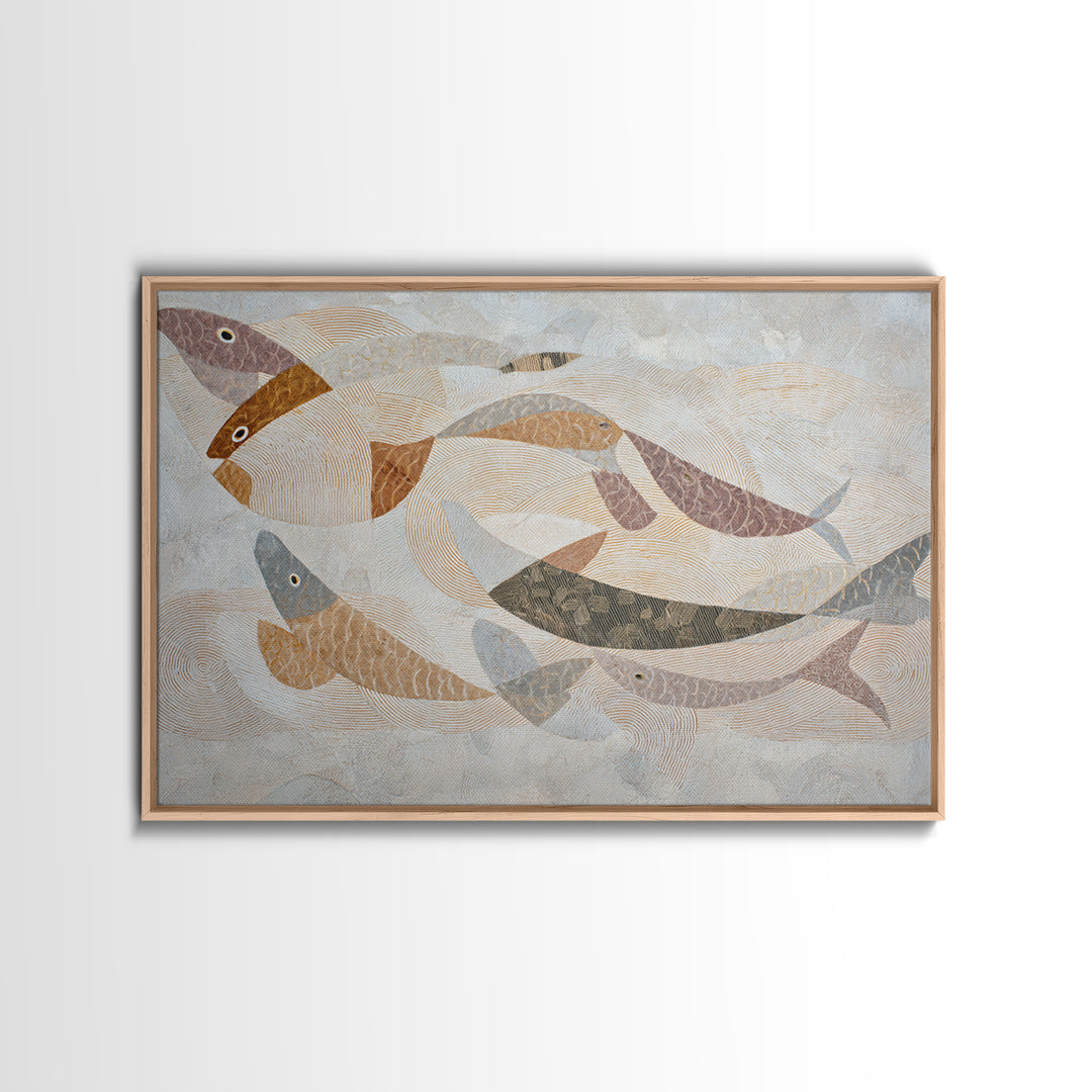 Continuous Line Fish Framed Canvas Print, Line Art, Boho Decor, Living Room Decor, Abstract Art, Line, Minimalist Art, LIN-3x2-96