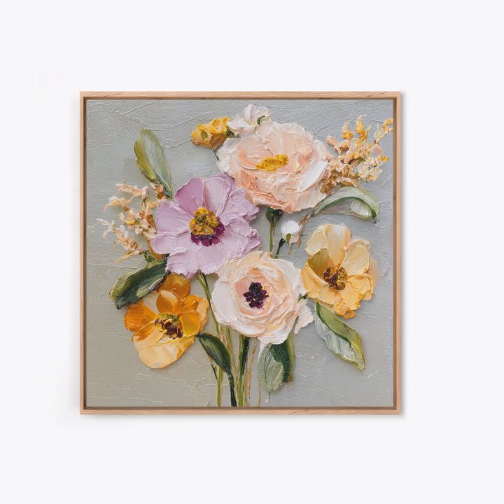 Botanical Vase Painting Framed Canvas Print, Living Room Art, Living Room Decor, Oil Painting, Living, Statement Artwork, LIR-1x1-2