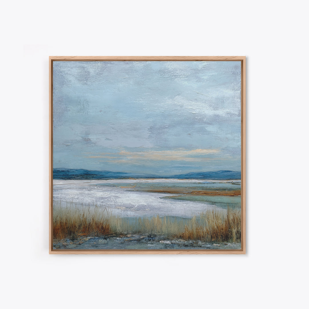 Modern Landscape with Expansive Calm Sky Framed Canvas Print, Living Room Art, Apartment Decor, Living Room Decor, Oil Painting, LIR-1x1-27