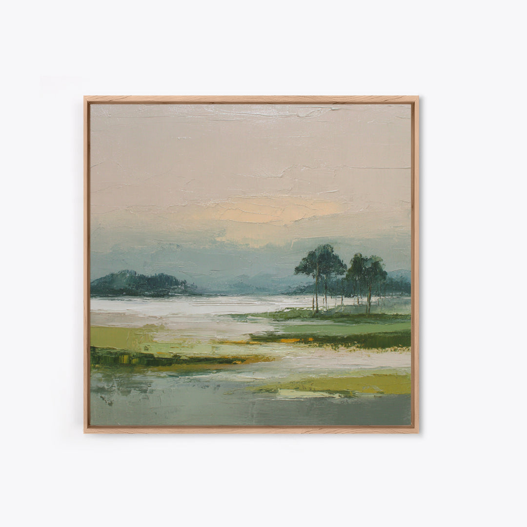 Modern Landscape with Expansive Calm Sky Canvas Print, Living Room Art, Oil Painting, Living Room Decor, Fine Art, Living, LIR-1x1-3