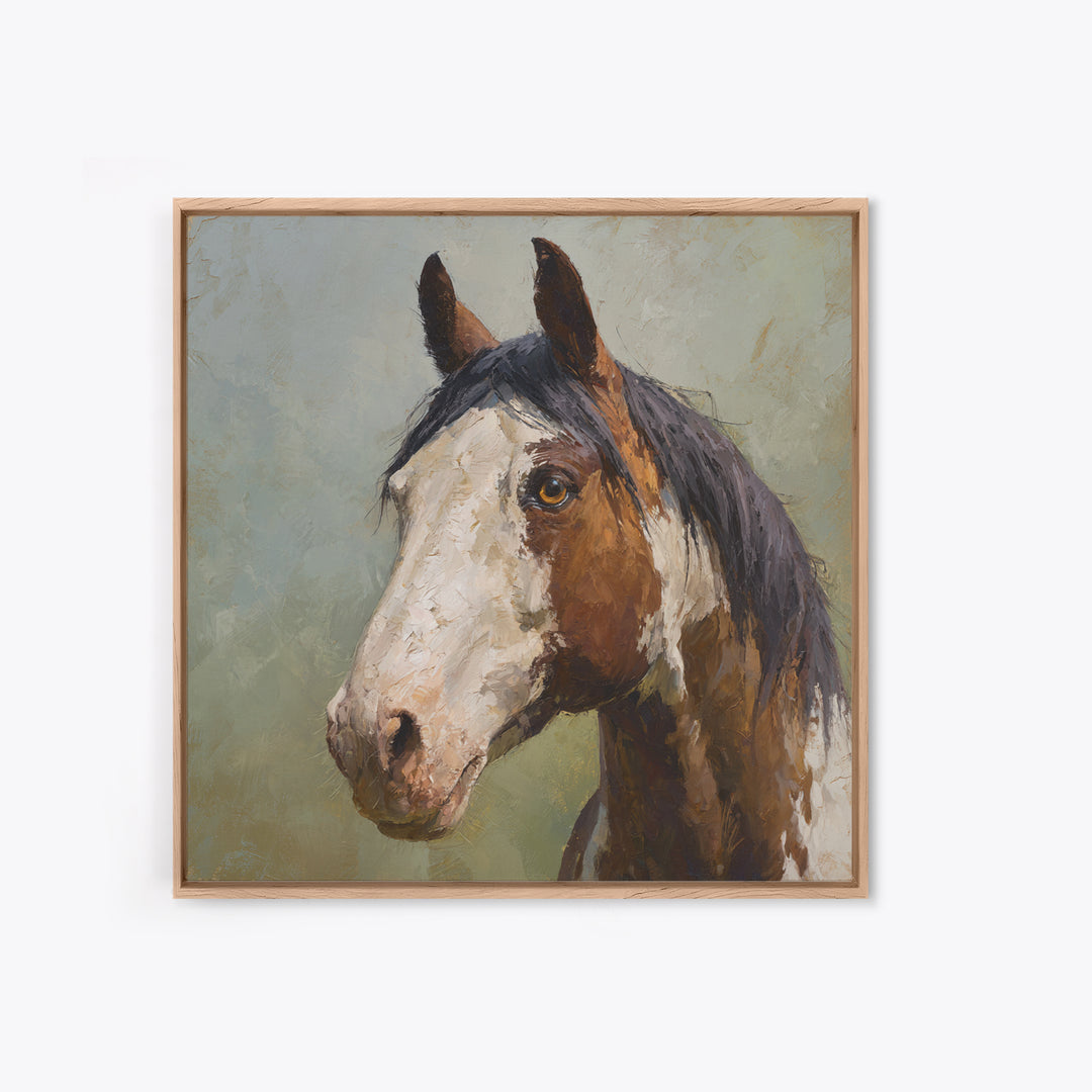 Contemporary Horse Portrait Framed Canvas Print, Living Room Art, 3 Piece Wall Art, Living Room Decor, Fine Art, Living, LIR-1x1-34