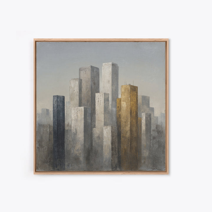 Modern City Skyline Framed Canvas Print, Living Room Art, Modern Wall Art, Living Room Decor, Fine Art, Living, LIR-1x1-46