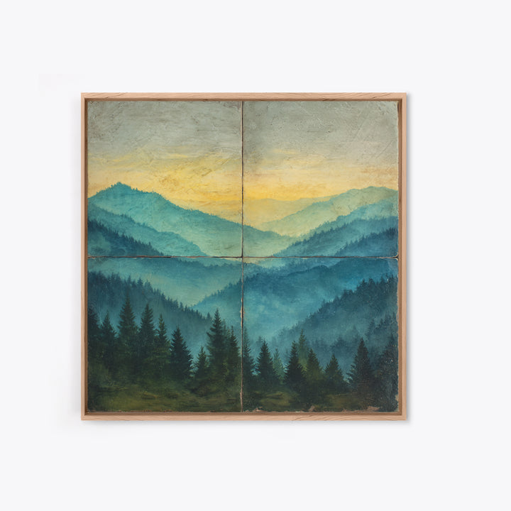 Classic Mountain Panorama for Cozy Interiors Framed Canvas Print, Living Room Art, New Home Gift, Living Room Decor, Living, LIR-1x1-64