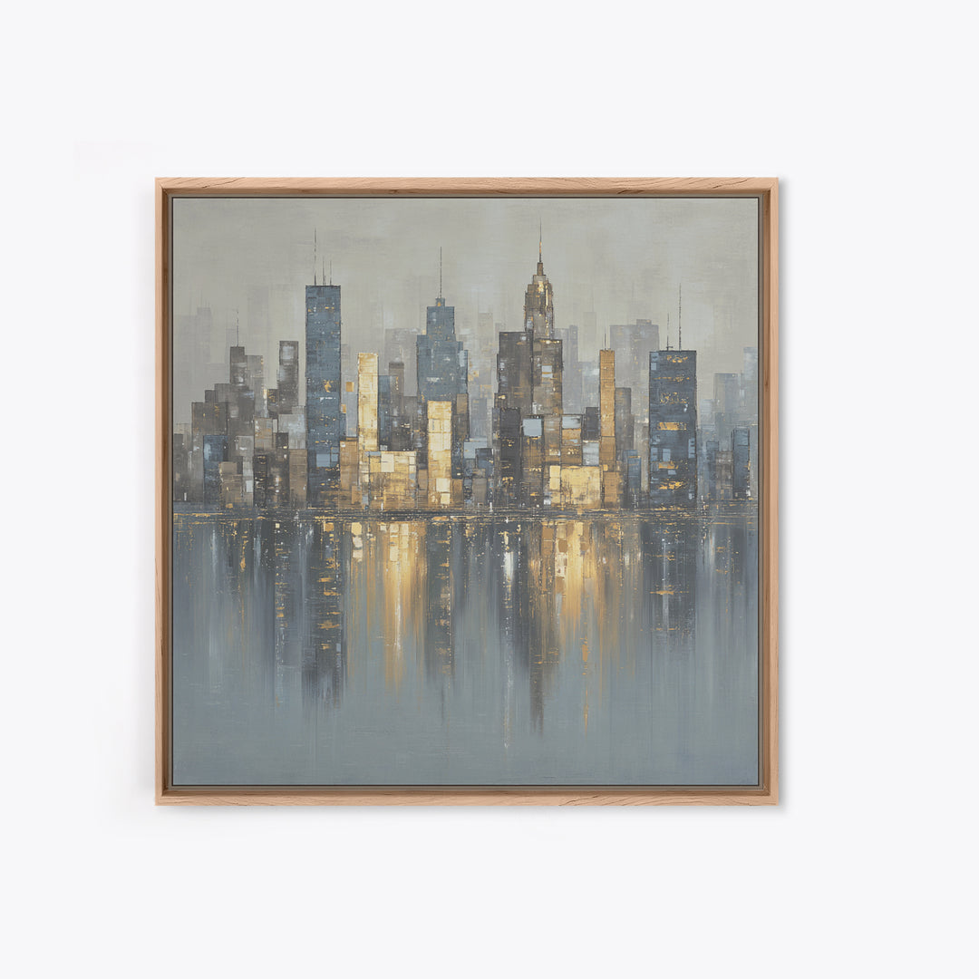 Modern City Skyline Framed Canvas Print, Living Room Art, Modern Wall Art, Living Room Decor, Fine Art, Living, LIR-1x1-70