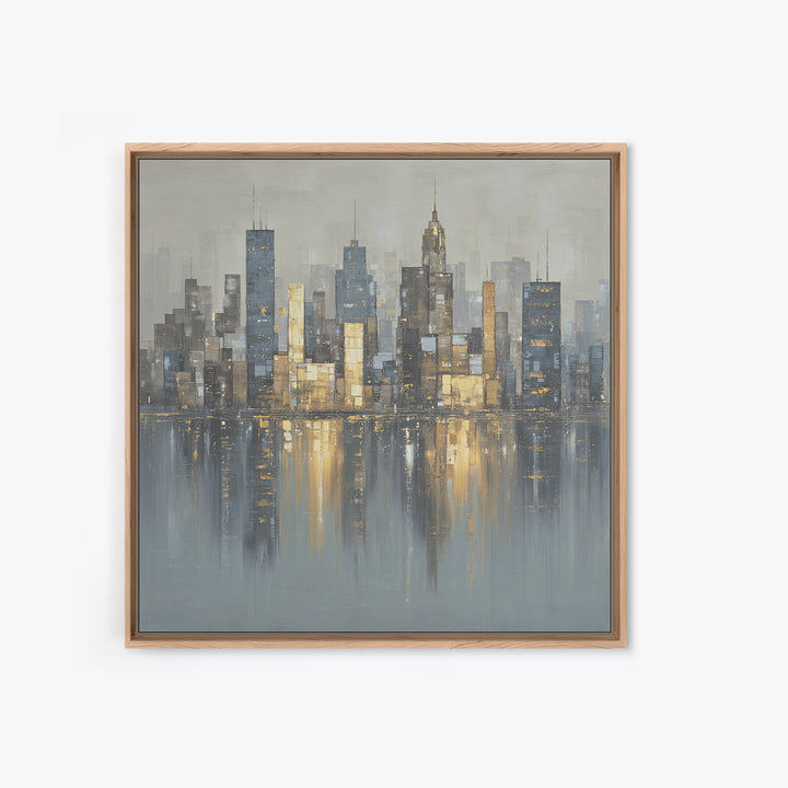 Modern City Skyline Framed Canvas Print, Living Room Art, Modern Wall Art, Living Room Decor, Fine Art, Living, LIR-1x1-70