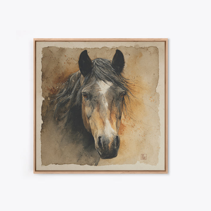 Contemporary Horse Portrait Canvas Print, Living Room Art, Boho Decor, Living Room Decor, Fine Art, Living, Digital Prints, LIR-1x1-82