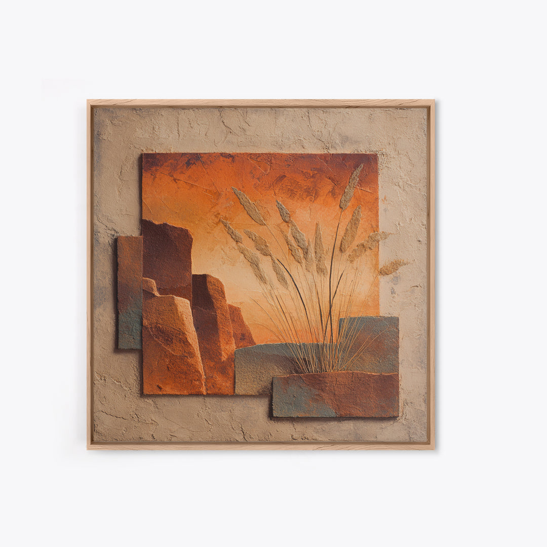 Earthy Desert Landscape Framed Canvas Print, Living Room Art, Dopamine Decor, Living Room Decor, Fine Art, Living, LIR-1x1-84