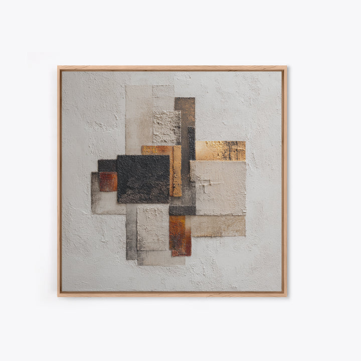 Monochrome Stone Texture Abstraction Framed Canvas Print, Living Room Art, Wall Art, Living Room Decor, Abstract Art, Living, LIR-1x1-93