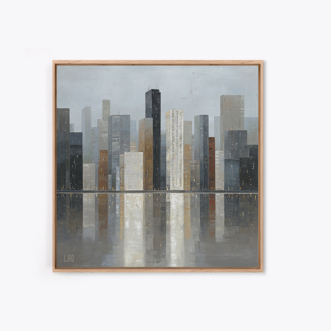 Modern City Skyline Canvas Print, Living Room Art, Modern Decor, Living Room Decor, Abstract Art, Living, Wall Decor, LIR-1x1-94