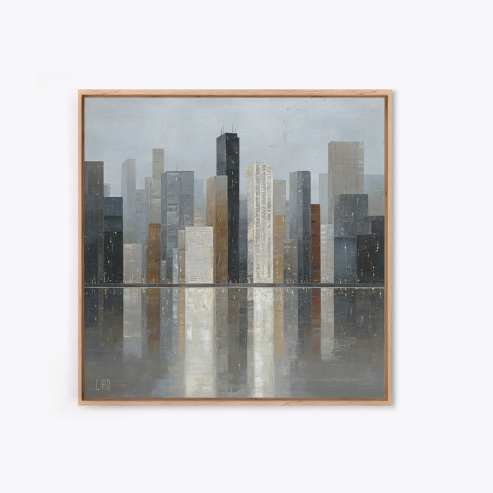 Modern City Skyline Canvas Print, Living Room Art, Modern Decor, Living Room Decor, Abstract Art, Living, Wall Decor, LIR-1x1-94
