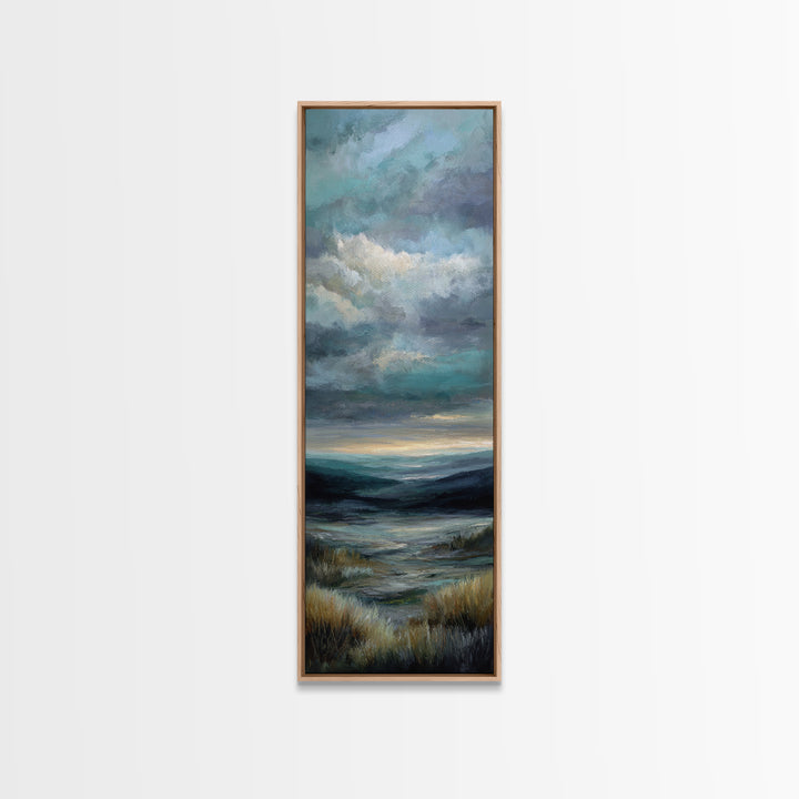 Modern Landscape with Expansive Calm Sky Framed Canvas Print, Living Room Art, Oil Painting, Living Room Decor, Living, LIR-1x3-15