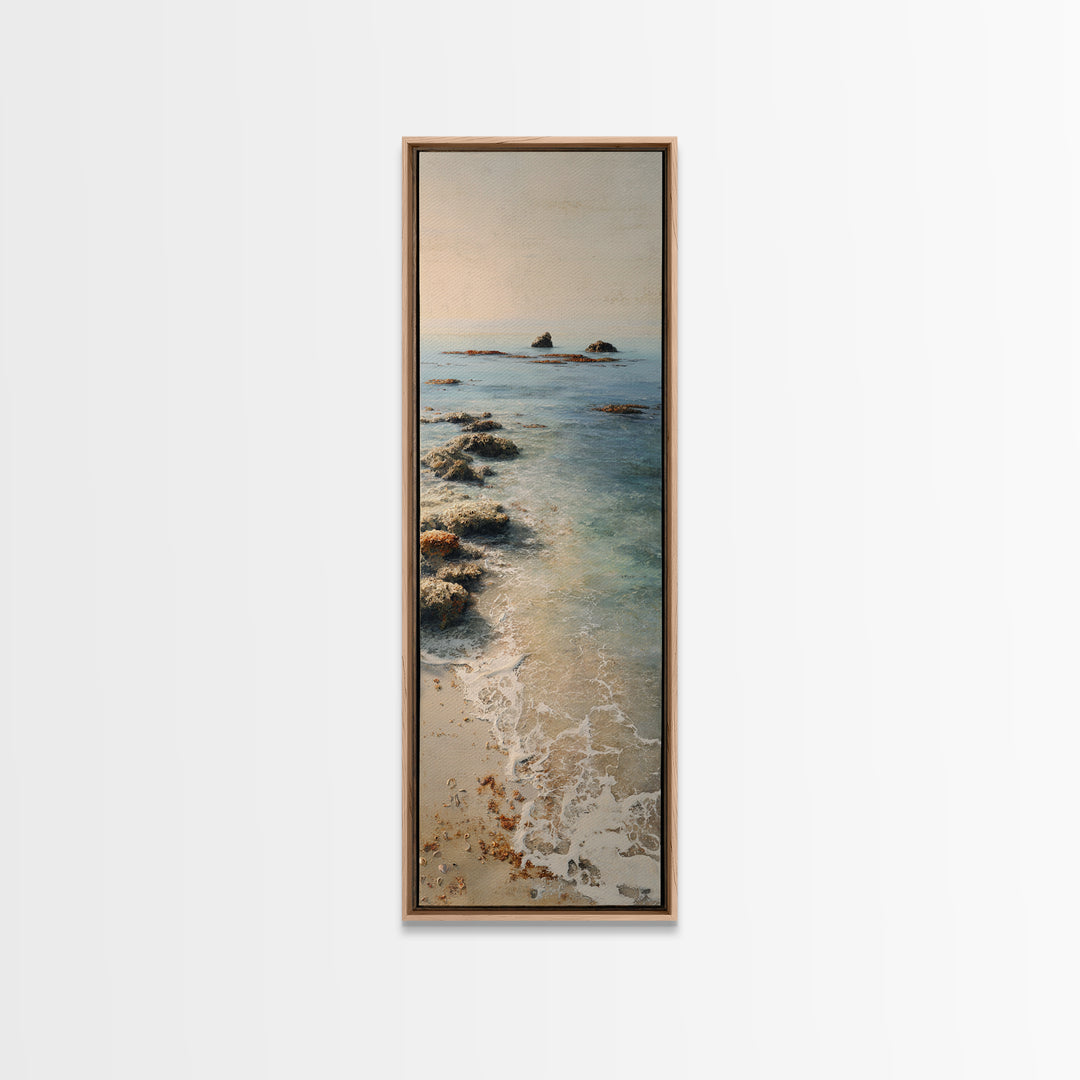 Moody Seascape for Dramatic Focal Point Canvas Print, Living Room Art, Neutral Decor, Living Room Decor, Fine Art, Living, LIR-1x3-18