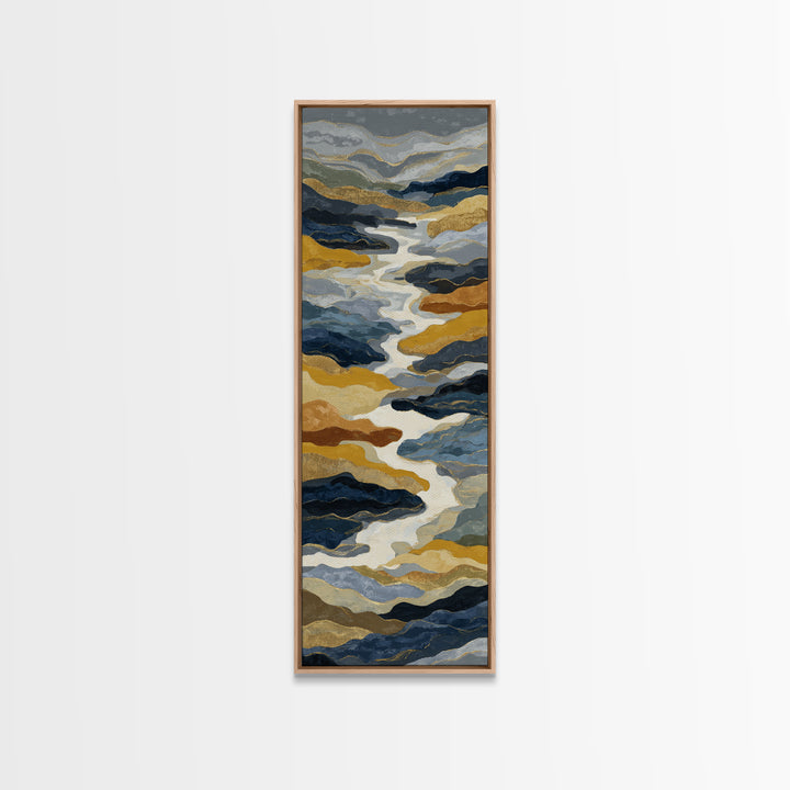 Gold Accented Abstract Brushwork Canvas Print, Living Room Art, Living Room Wall Art, Living Room Decor, Abstract Art, Living, LIR-1x3-26