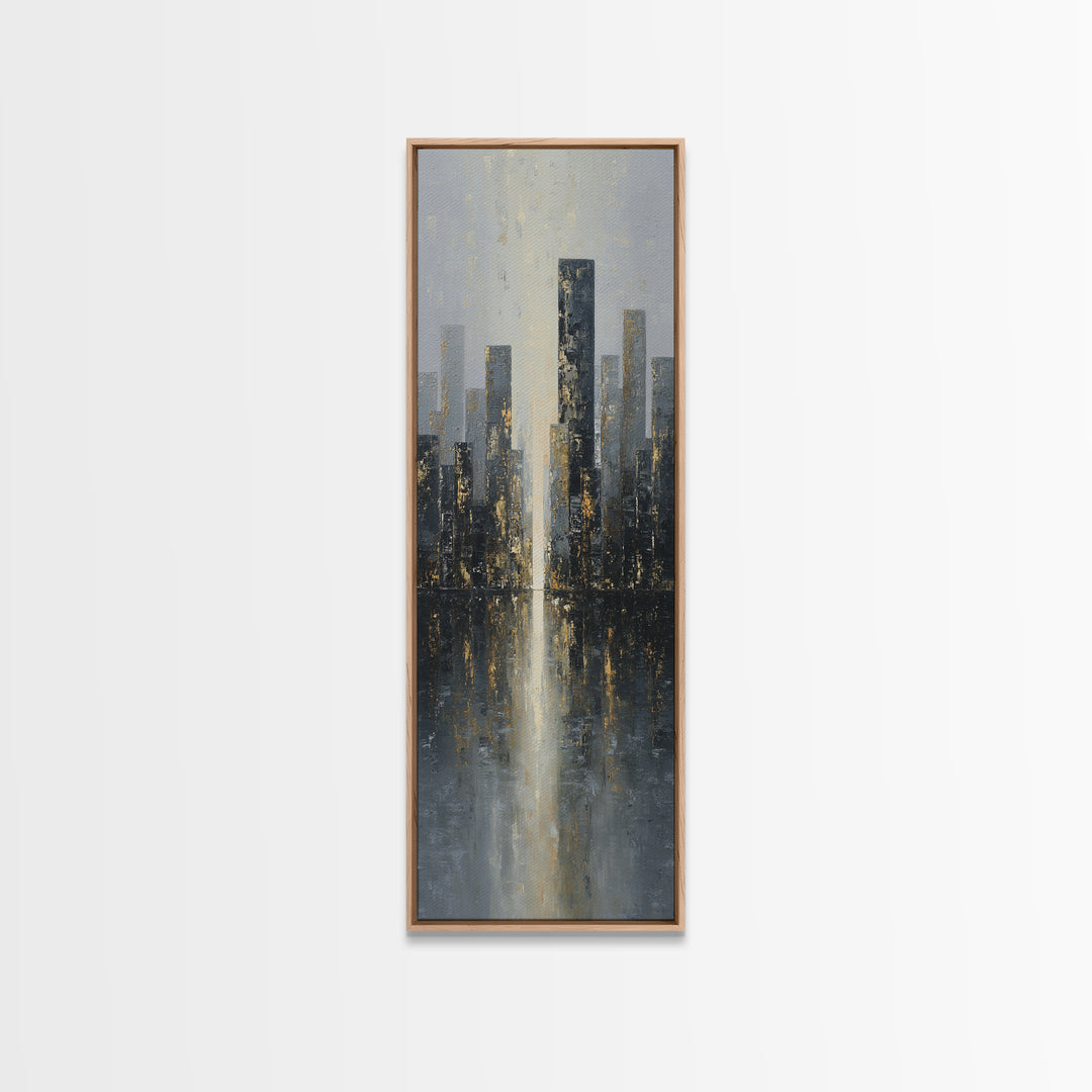 Modern City Skyline Framed Canvas Print, Living Room Art, 3 Piece Wall Art, Living Room Decor, Abstract Art, Living, LIR-1x3-34