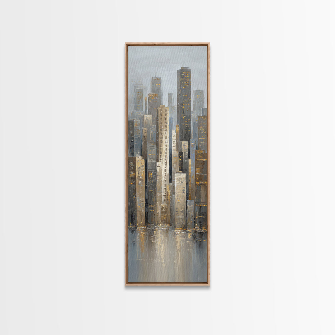 Modern City Skyline Framed Canvas Print, Living Room Art, 3 Piece Wall Art, Living Room Decor, Abstract Art, Living, LIR-1x3-58
