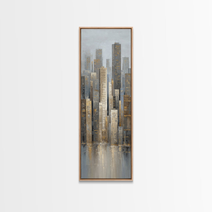 Modern City Skyline Framed Canvas Print, Living Room Art, 3 Piece Wall Art, Living Room Decor, Abstract Art, Living, LIR-1x3-58