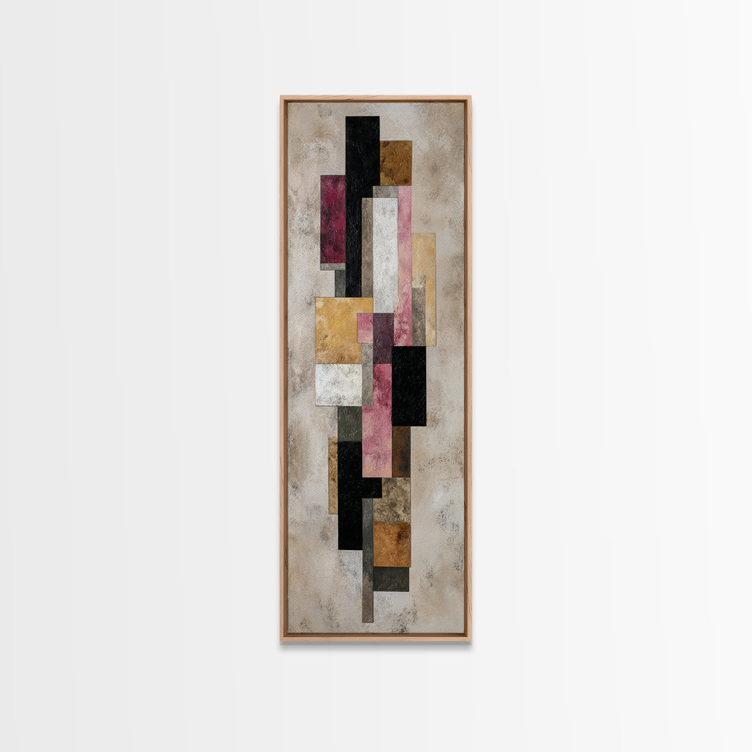 Mid Century Geometric Artwork Canvas Print, Living Room Art, Pet Portraits, Living Room Decor, Abstract Art, Living, LIR-1x3-68