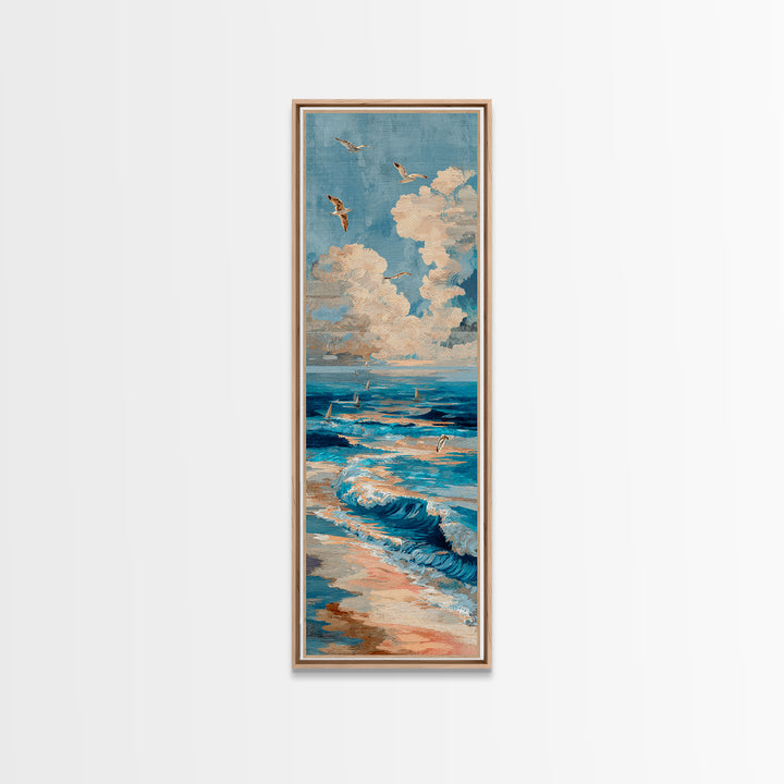 Coastal Aerial Shoreline Framed Canvas Print, Living Room Art, Gallery Decor, Living Room Decor, Fine Art, Living, Wall Art, LIR-1x3-71