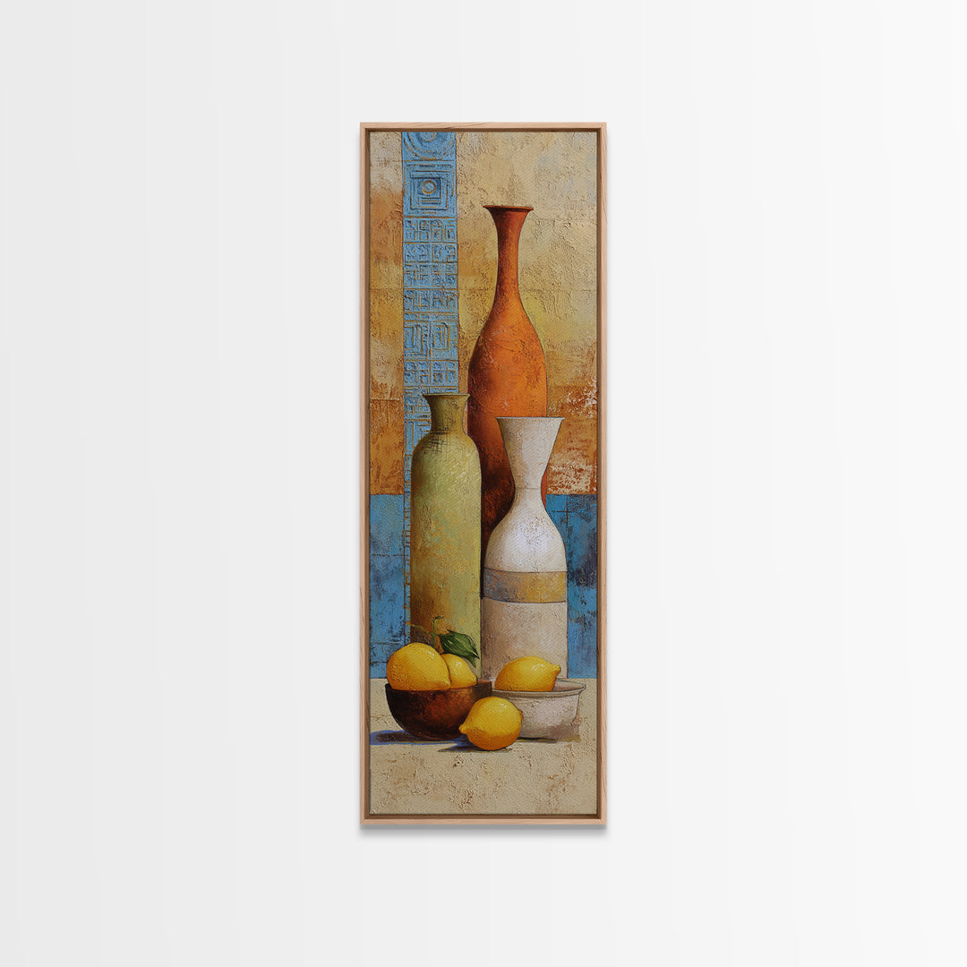Warm Mediterranean Lemon Still Life Canvas Print, Living Room Art, Statement Artwork, Living Room Decor, Fine Art, Living, LIR-1x3-78