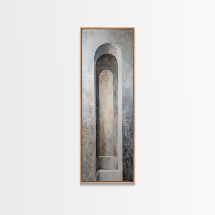Black and White Architectural Arch Composition Framed Canvas Print, Living Room Art, Boho Decor, Living Room Decor, LIR-1x3-91