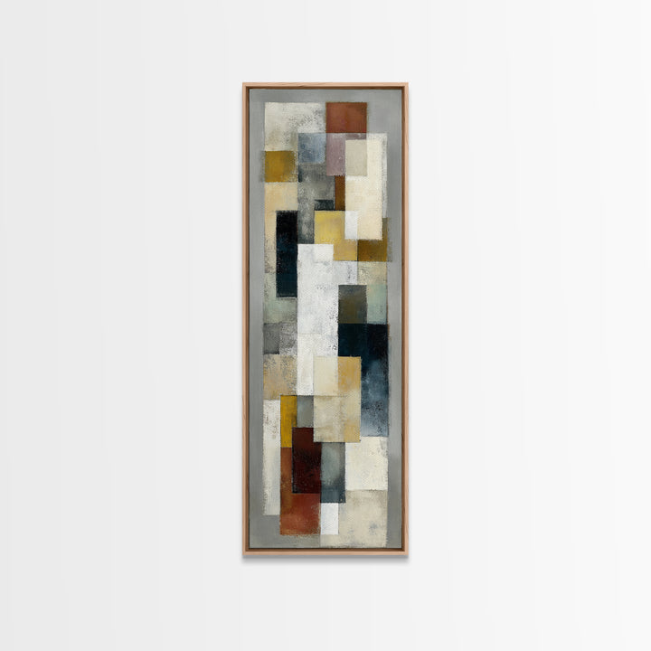 Mid Century Geometric Artwork Framed Canvas Print, Living Room Art, Oversized Wall Art, Living Room Decor, Abstract Art, Living, LIR-1x3-92