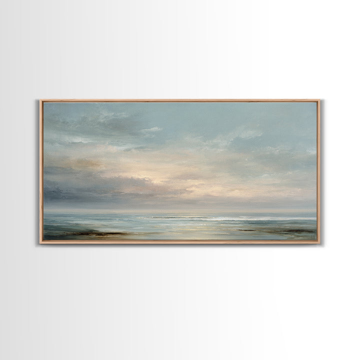 Large Cloudscape with Gentle Movement Framed Canvas Print, Living Room Art, Living Room Decor, Watercolor Art, Living, LIR-2x1-15