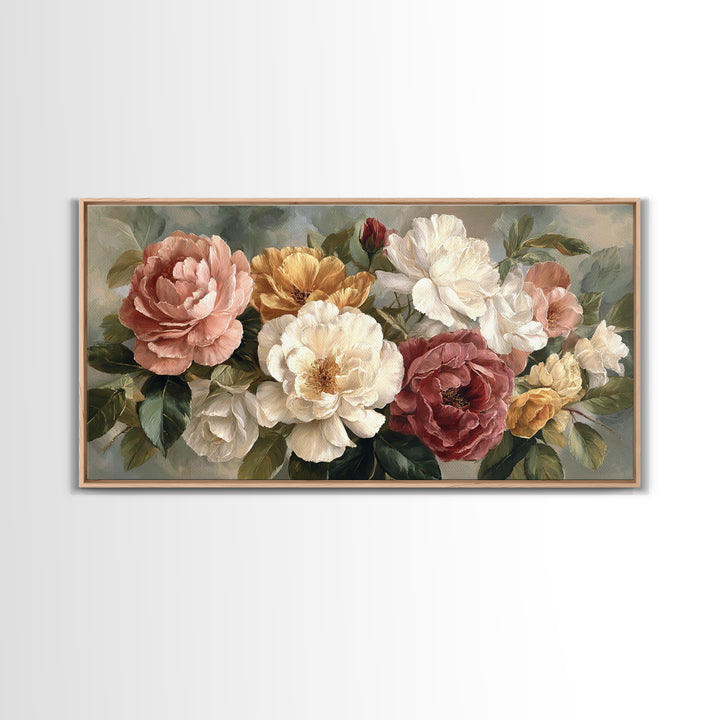 Botanical Vase Painting Canvas Print, Living Room Art, Textured Painting, Living Room Decor, Fine Art, Living, LIR-2x1-22