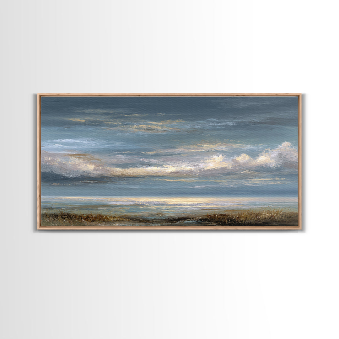 Large Cloudscape with Gentle Movement Canvas Print, Living Room Art, Home, Living Room Decor, Oil Painting, Living, LIR-2x1-39