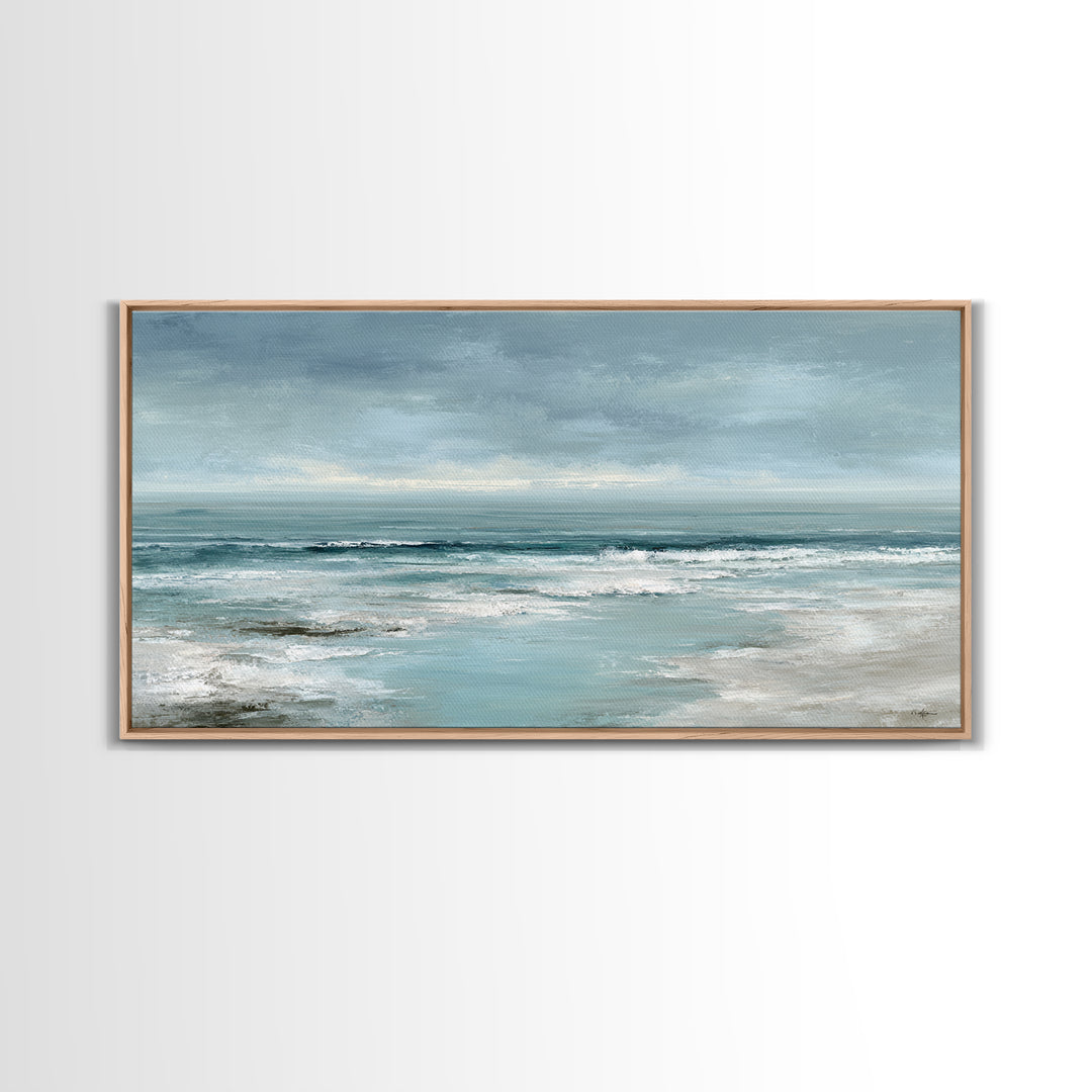 Moody Seascape for Dramatic Focal Point Framed Canvas Print, Living Room Art, Wall Decor, Living Room Decor, Fine Art, Living, LIR-2x1-50