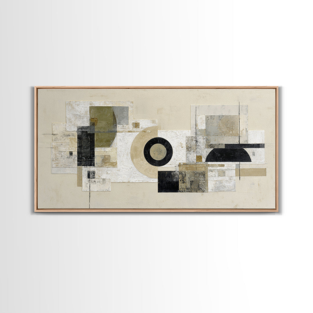 Black and White Architectural Arch Composition Canvas Print, Living Room Art, Abstract Art, Living Room Decor, Living, LIR-2x1-51