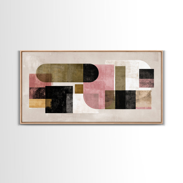Mid Century Geometric Artwork Canvas Print, Living Room Art, Digital Prints, Living Room Decor, Abstract Art, Living, LIR-2x1-52