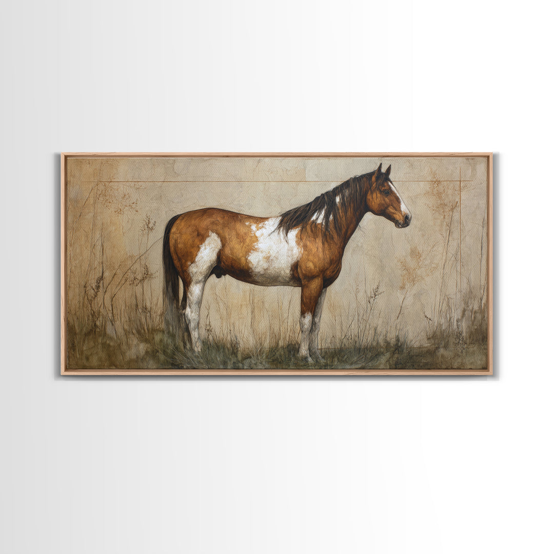 Contemporary Horse Portrait Canvas Print, Living Room Art, Painting, Living Room Decor, Fine Art, Living, Bedroom Decor, LIR-2x1-54