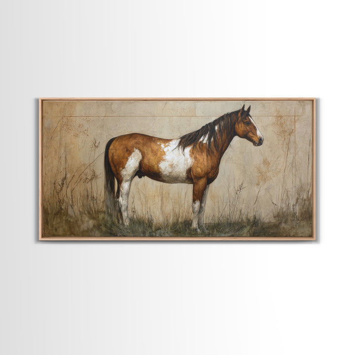 Contemporary Horse Portrait Canvas Print, Living Room Art, Painting, Living Room Decor, Fine Art, Living, Bedroom Decor, LIR-2x1-54