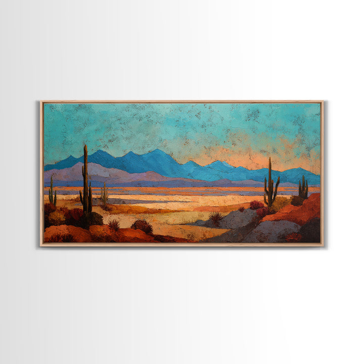 Earthy Desert Landscape Framed Canvas Print, Living Room Art, Living Room Decor, Watercolor Art, Living, New Home Gift, LIR-2x1-56