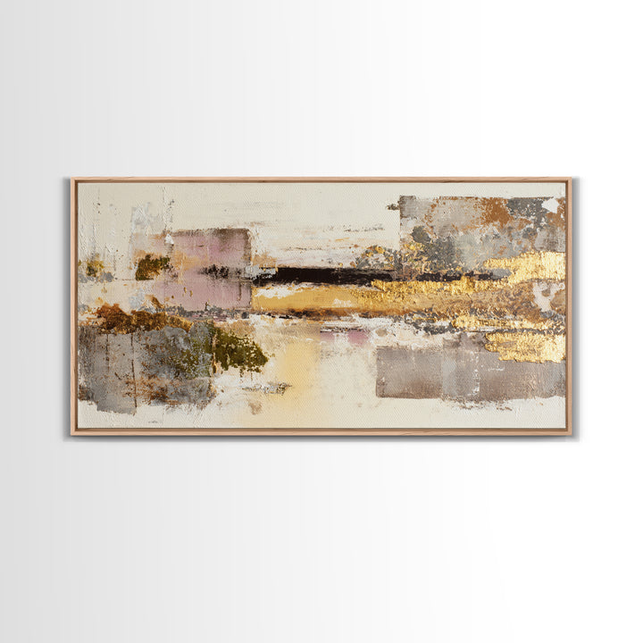 Gold Accented Abstract Brushwork Canvas Print, Living Room Art, Digital Prints, Living Room Decor, Abstract Art, Living, LIR-2x1-58
