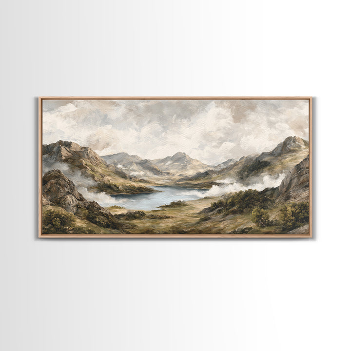 Classic Mountain Panorama for Cozy Interiors Framed Canvas Print, Living Room Art, Home, Living Room Decor, Fine Art, Living, LIR-2x1-60