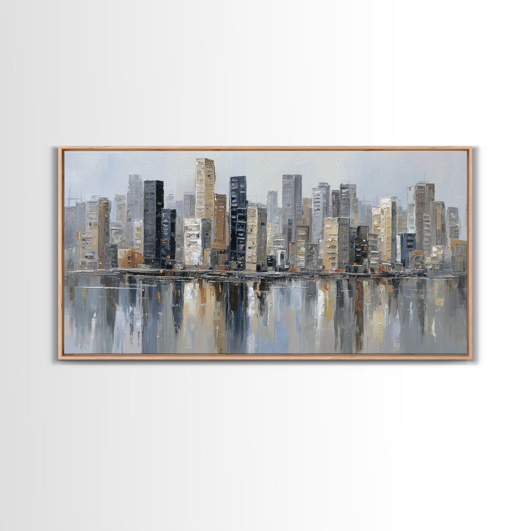 Modern City Skyline Canvas Print, Living Room Art, Home Decor, Living Room Decor, Abstract Art, Living, Large Wall Art, LIR-2x1-66