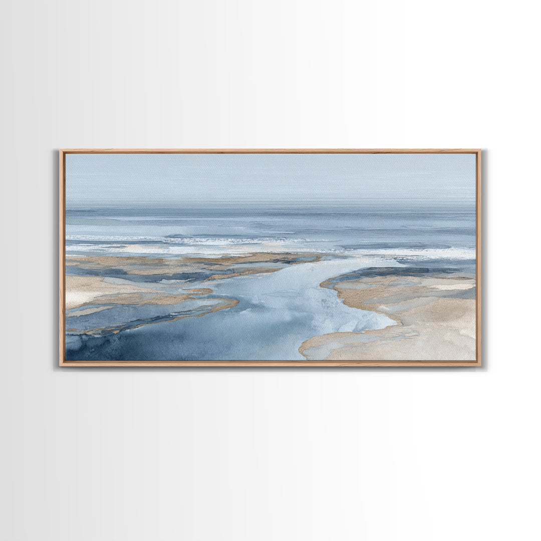 Coastal Aerial Shoreline Framed Canvas Print, Living Room Art, Digital Prints, Living Room Decor, Living, Apartment Decor, LIR-2x1-7
