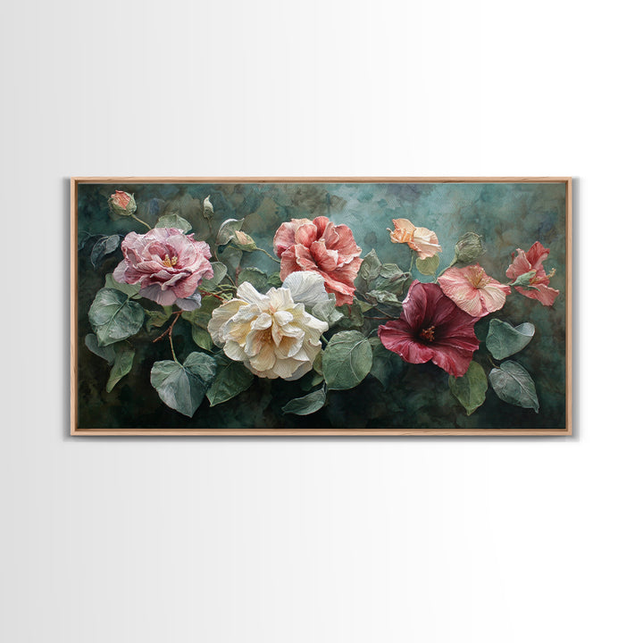 Botanical Vase Painting Canvas Print, Living Room Art, Printable, Living Room Decor, Oil Painting, Living, Printable Art, LIR-2x1-70